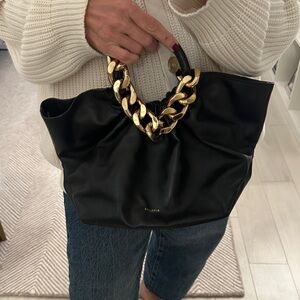 Demellier small black tote/crossbody with chain